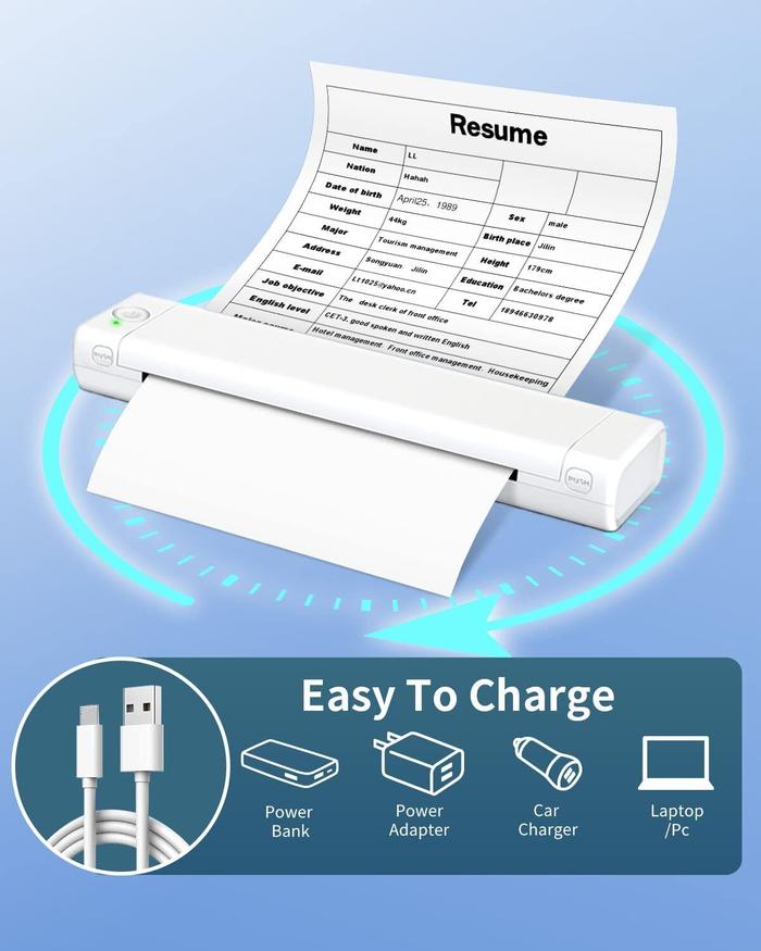 Mini Phomemo M08F Portable Printer Bluetuth Thermal Printer Compatible with Android, iOS & Laptop Po