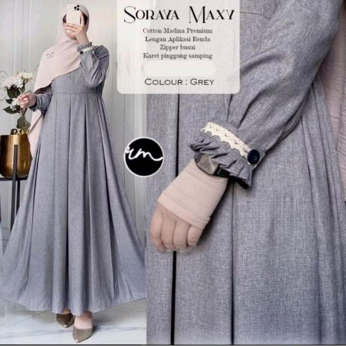 GAMIS DRESS WANITA MUSLIM KATUN MADINAH MEWAH TANGAN RENDA