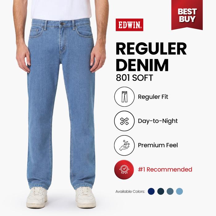 EDWIN JEANS - Celana Denim Pria Reguler Fit Jeans 801 SOFT COLLECTION Celana Jeans Straight