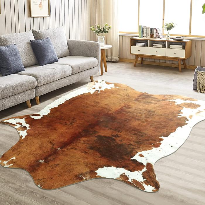 Karpet Kulit Sapi Karpet Cetak Sapi Gaya Amerika untuk Kamar Tidur