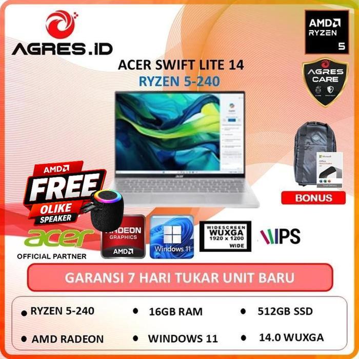 ACER SWIFT LITE 14 SFL14 RYZEN 5 240 16GB 512GB W11+OHS 14.0 WUXGA IPS