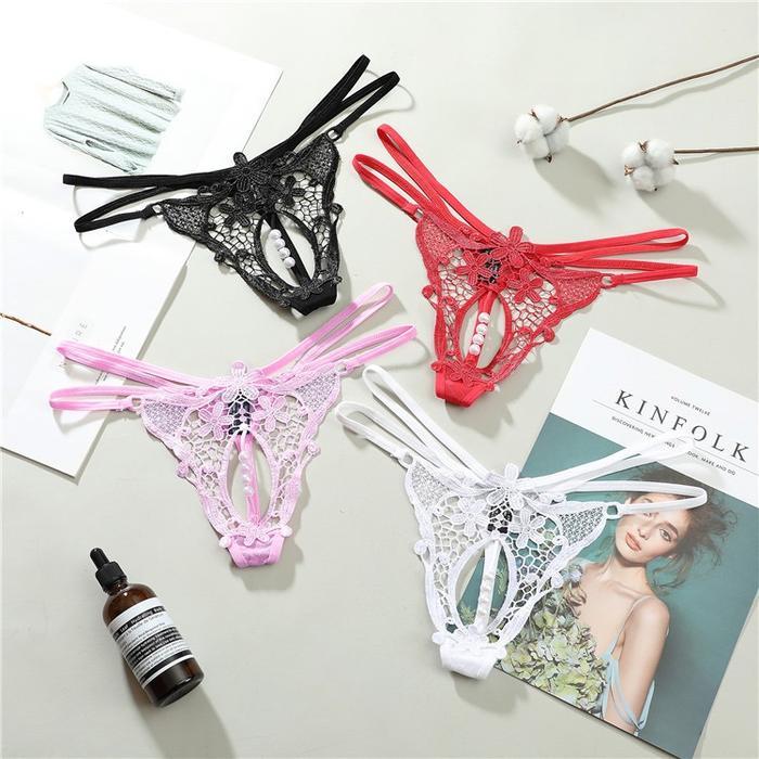 Wanita Celana Dalam transparan Lace Bordir Cd Mutiara G String C227-1
