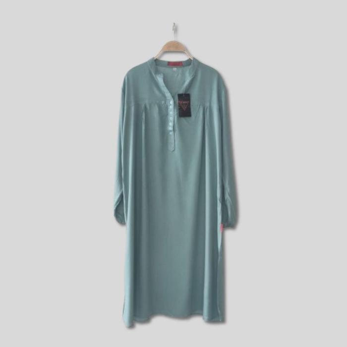 Terbaik Tunik Polos Rayon Hijau Wardah Atasan Wanita Jumbo Oversized Kancing Hidup