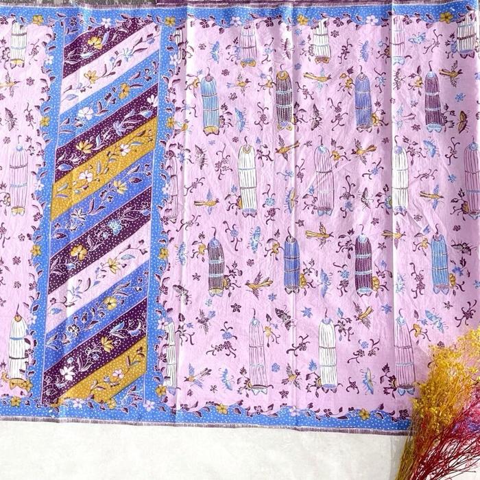 Kain batik tulis katun sarung pangko encim motif sangkar burung