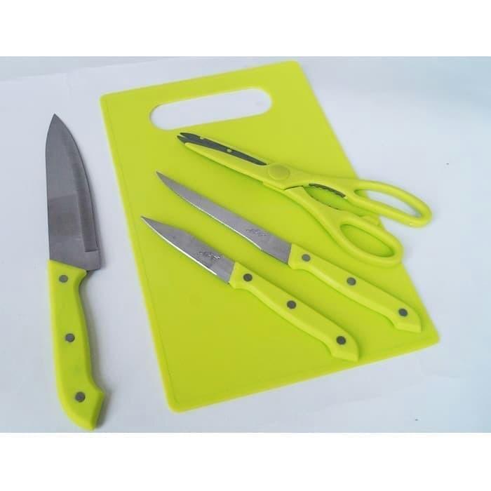 Pisau Set Talenan Pisau Dapur 5in1 Piso Dapur 5 PCS Roti Daging Gunting Sayur Masak