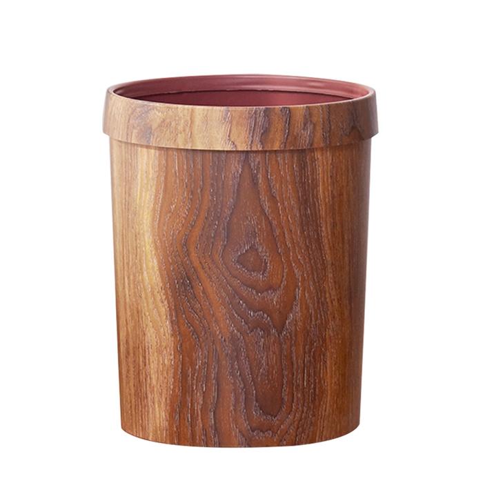 Retro Creative Wood Grain Trash Can Household Living Room Kitchen