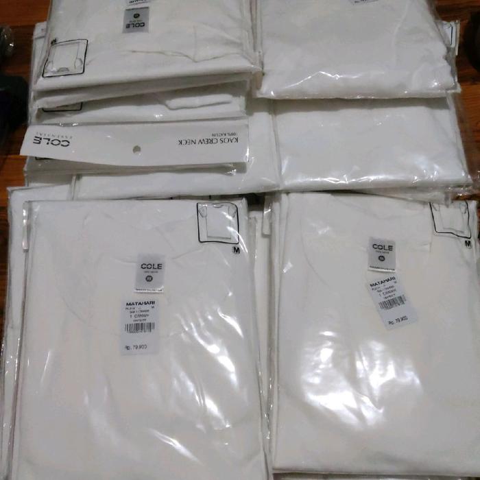 Kaos dalam Pria cole O neck crew neck putih
