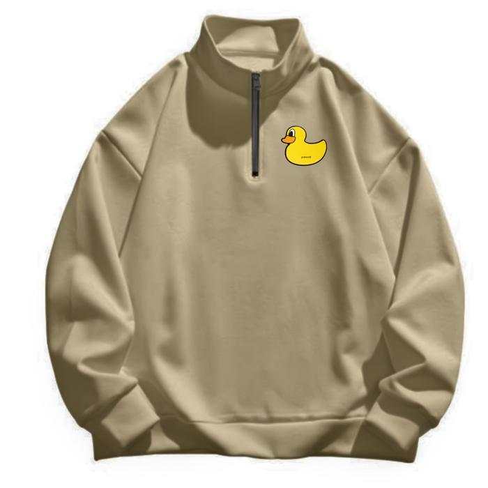 Sweatshirt Pria Distro Basic Logo Simple Pancoat / Halfzip Baige Size M-L-XL / Streetwear Crewneck H