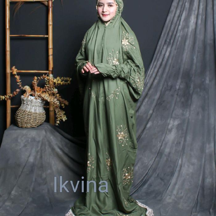 PREMIUM (READY) terjamin IKVINA - Mukena Terusan Dewasa Rayon Premium Rania Bordir Mewah Renda Gippe