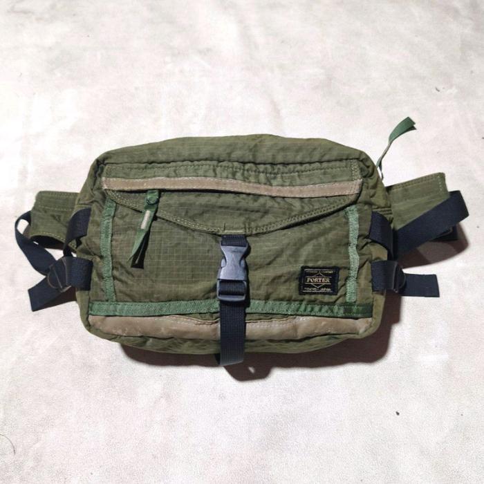 Tas waistbag pria Porter hijau army bekas
