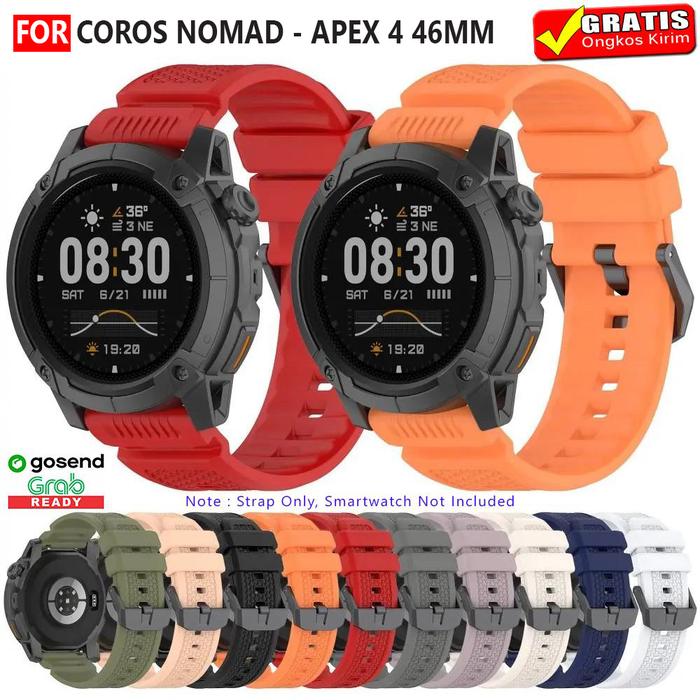 STRAP TALI JAM FOR COROS NOMAD - COROS APEX 4 46MM - MODEL HEXAFLEX SPORT RUBBER SILICONE 24MM