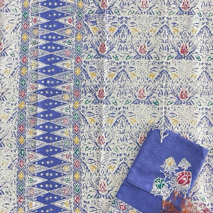 Kain batik cap bahan doby motif tembokan pulau set stelan sarung selendang
