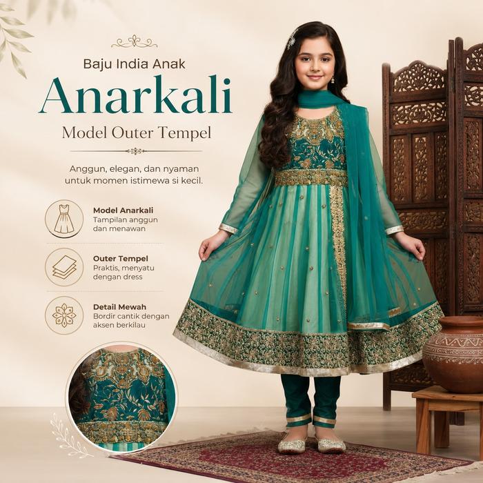 Baju India Anak Anarkali Model Outer Tempel - baju anak perempuan india