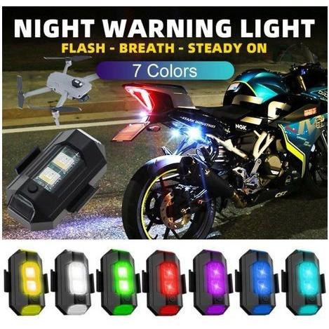 HBM Lampu LED Kedip Sepeda Motor Mobil Pesawat RGB Strobo 7 Warna USB