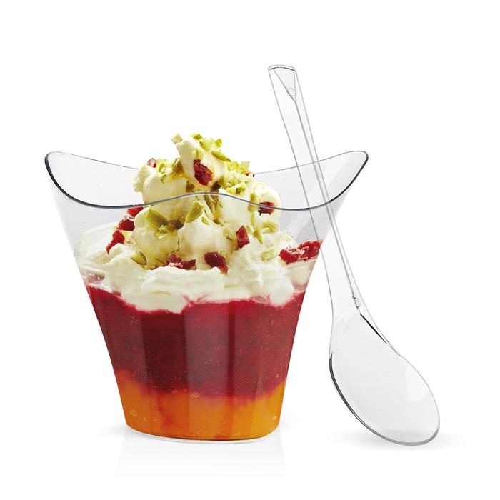100ml Dessert Clear Cup with Spoon Set Plastic Dessert Cup Reusable