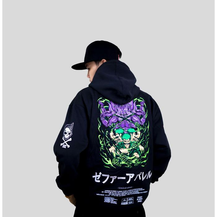 JAKET HOODIE RORONOA ZORO ASURA BORDIR