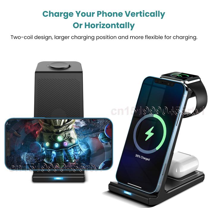 20W Wireless Charger Stand For IPhone 13 12 11 XR 8 Apple Watch 3 In