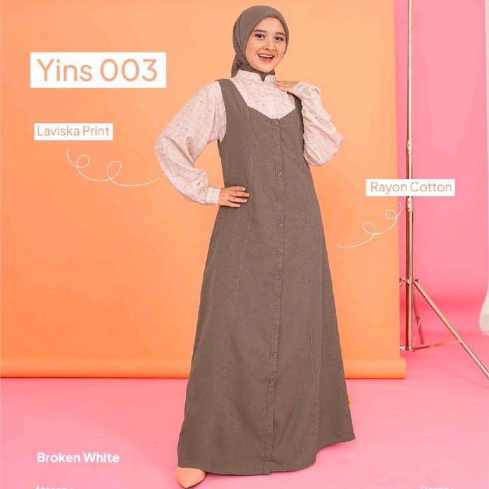 Baju 2in1/Gamis Remaja/Gamis Kekinian/Baju Set Overall - Yins 003 | Produk Original By Nibras