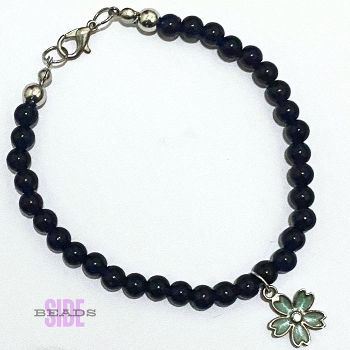 GELANG MANIK MANIK HITAM BUNGA | BLACK FLOWER BRACELET BEADS