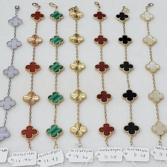 GELANG TANGAN EMAS BUNGA FLOWER CLOVER BANYAK MACAM MACAM WARNA