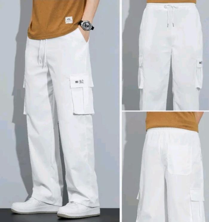 Celana Cargo Panjang Pria Baggy Straight Putih Diadora pants Celana Dewasa  Cowok Casual Kargo korea
