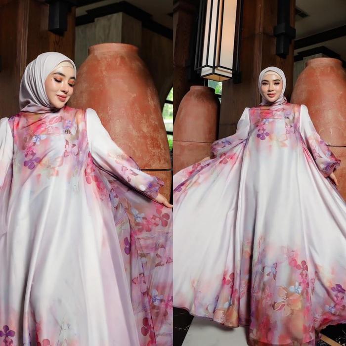Gamis silk sutra set hijab   ORI by shella saukia