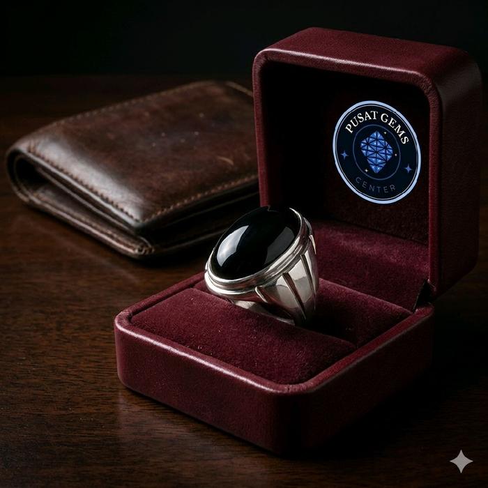 Cod Cincin Pria Akik Yaman Wulung Model Pandan Tembus Saat Disenter Tampil Elegan Mewah 99% Tembus C