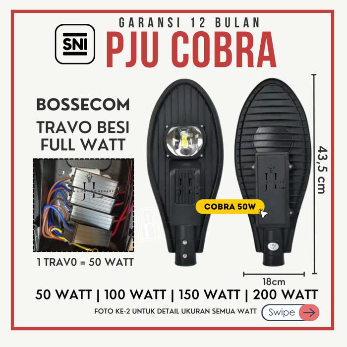 [SNI] Lampu Jalan Pju Led 50W 100W 150W 200W Cobra Led