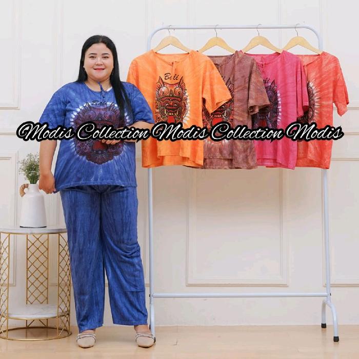 Setelan Wanita Kaos Jumbo Lengan Pendek Celana Kulot Panjang Semata Kaki Baju Casual Remaja Dewasa M