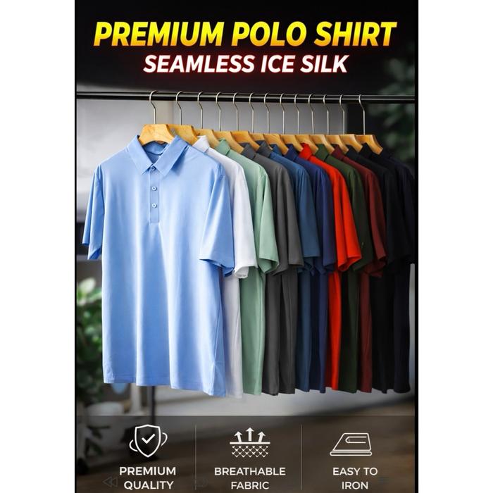 Kaos polo pria kaus kerah dry fit seamless original ice silk tanpa jahitan  Kaos Kerah Pria olah rag