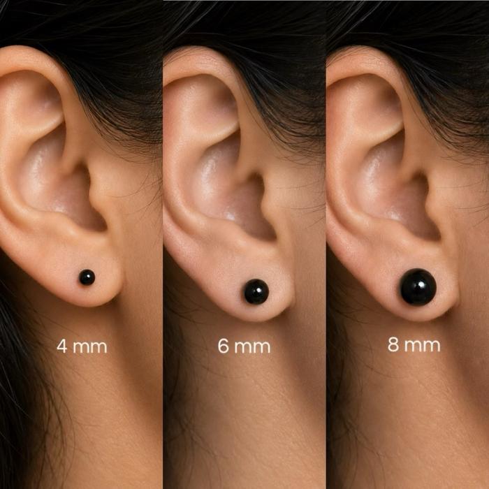 BLACK STUD earrings / anting stud tusuk warna hitam plastik stud bulat