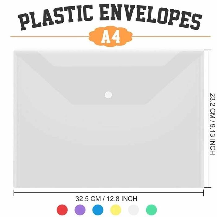 (COD) A4 Map Plastik Kancing Folio Map Kancing Punggung Grosir Murah
