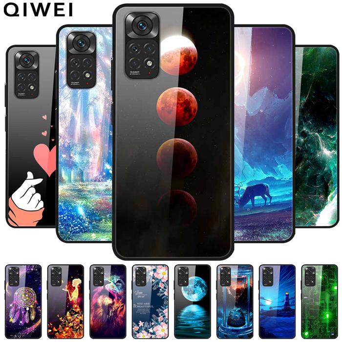 For Xiaomi Redmi Note 11E Pro 5G Case Tempered Glass Hard Phone Back