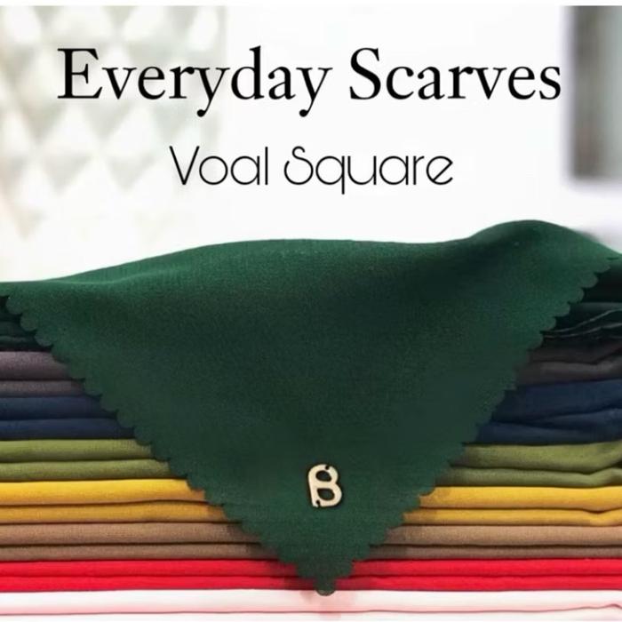 Segi Empat Polos ala BS Buttonscarves Pin B Free Pouch - Bahan Coton Super 110 x 110 cm - Jilbab, Mu