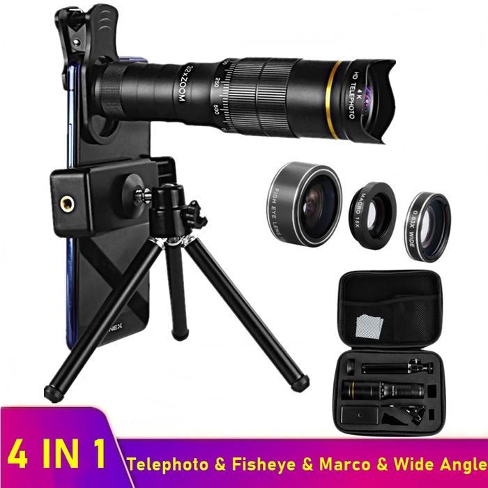 Tongdaytech 32X 22X Phone Camera Lens 4IN1 Telescope Zoom Macro Fish