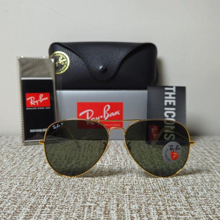 Kacamata Rayban Aviator RB3025 001/58 Gold Lens Green Original