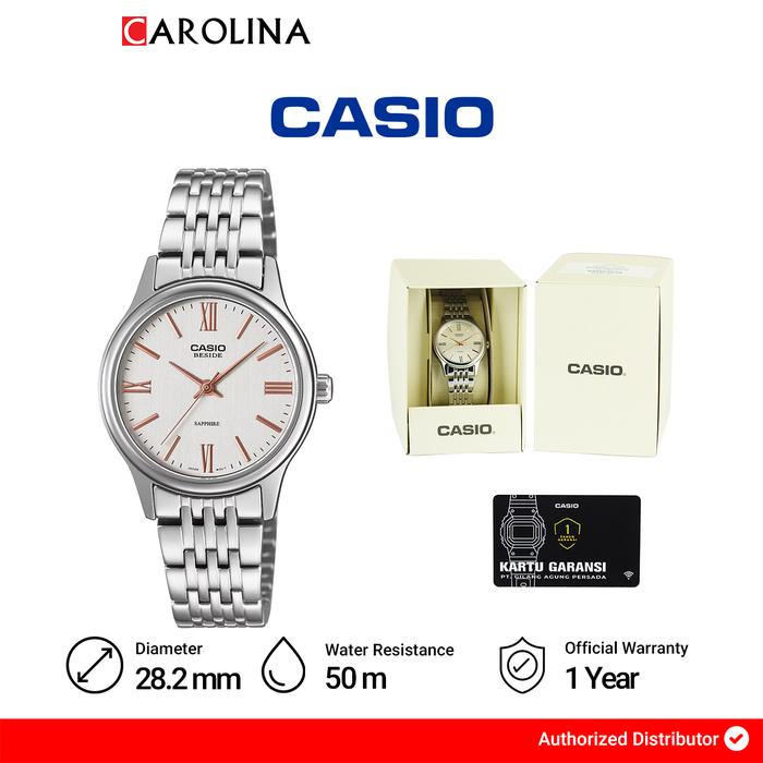 Jam Tangan Wanita Casio Beside BLS-100D-7A White Dial Stainless Steel Band