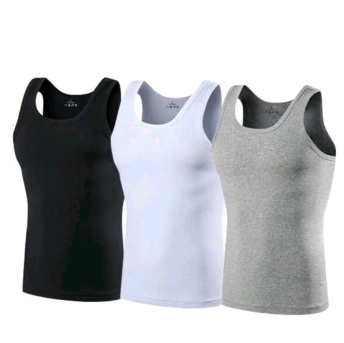 Paket Hemat Singlet Polos Pria Dewasa Slim Vit Baju Singlet Gym Size S-M-L-XL Hitam Navy Putih Rando