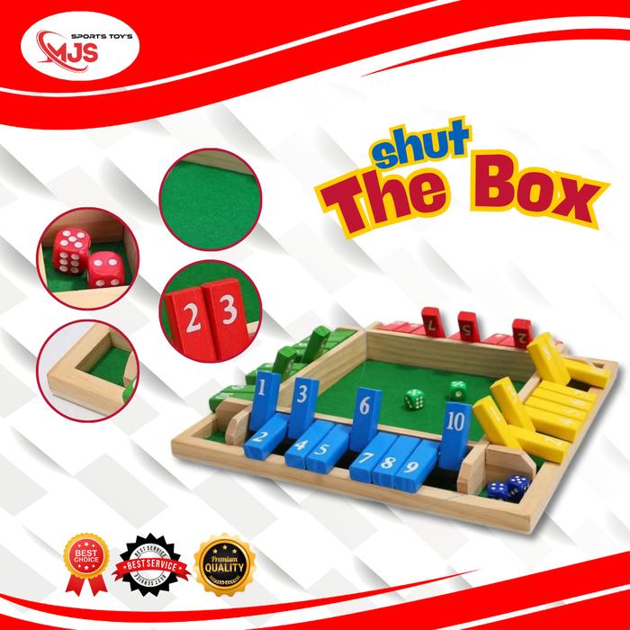 Shut the box dice board game | Halma permainan papan kayu mainan edukatif/battle game