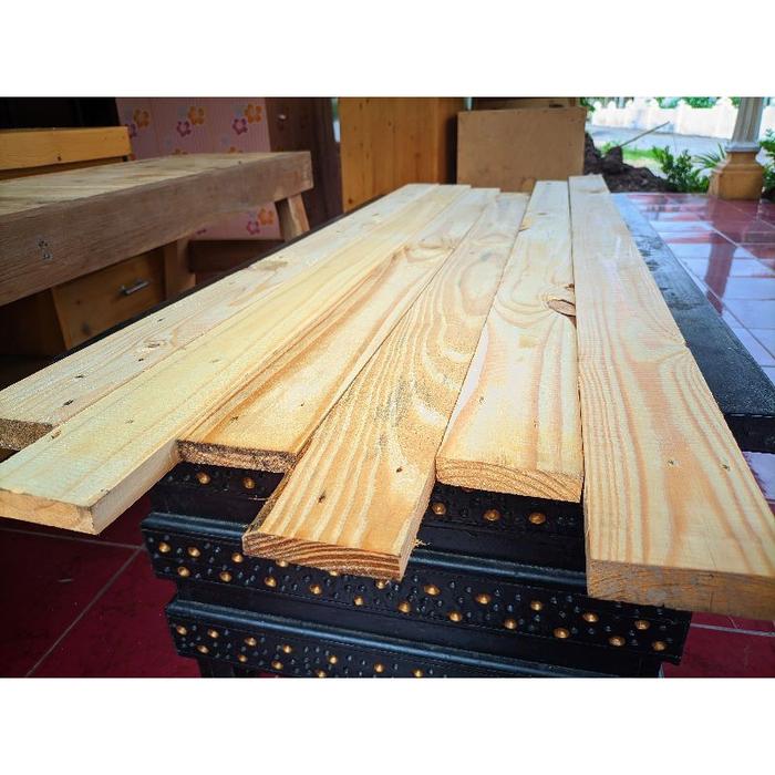 Kayu Jati Kayu Pinus Jati Belanda pjg (100cm) Original Serut Halus Bahan Furniture Dekorasi Murah