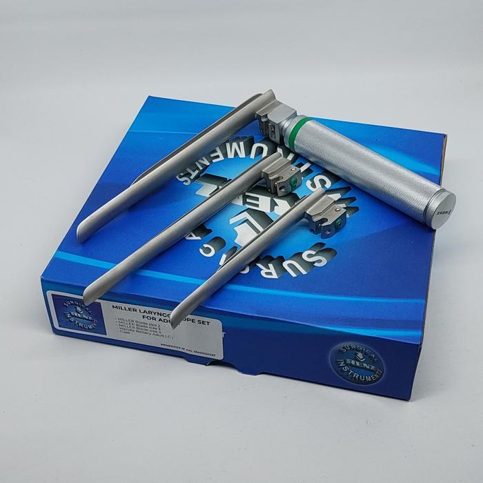 PREMIUM (READY) terjamin MILLER LARYNGOSCOPE SET FOR ADULT - FIBER OPTIC terlaris