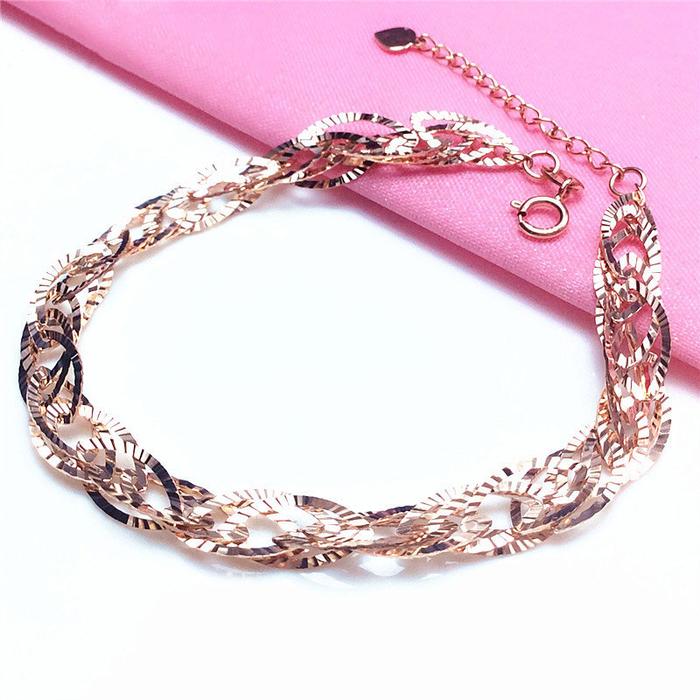 585 Purple Gold Plated 14K Rose Gold sparkling geometry bracelet for women Simplicity fashion party 