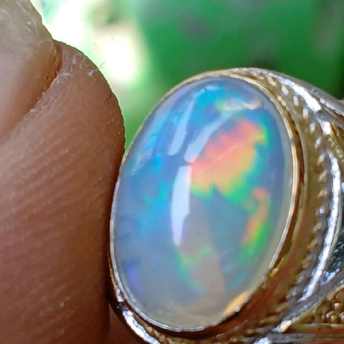 Cincin Batu Kalimaya Banten/ Black Opal Asli Natural Kembang Jarong Kualitas Super