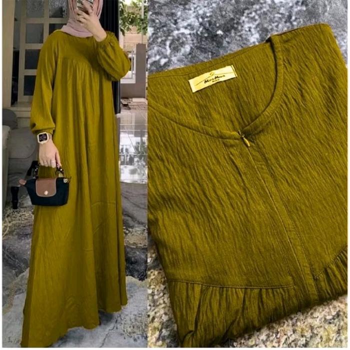 Gamis Polos - Gamis Crinkle Polos Putih - Dress Muslim Crinkle Jumbo