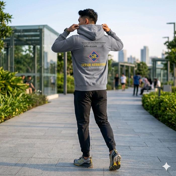Hoodie Zipper Zip Up Sporty ala ST Sehat Tentrem untuk Pria