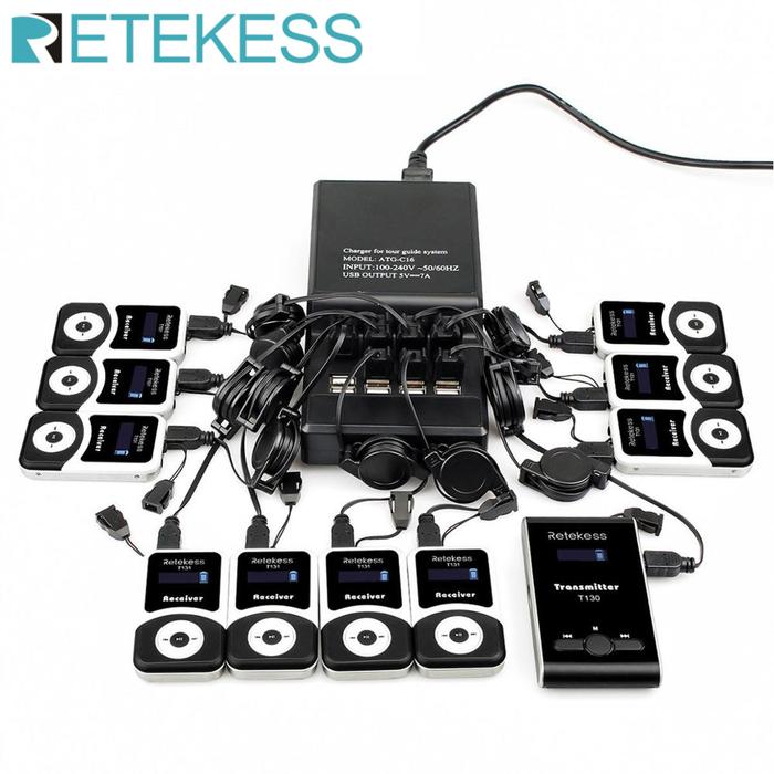 Retekess T130 Tour Guide System Audio Mic Transmitters Receivers