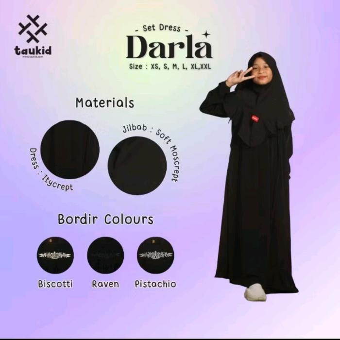 setelan gamis dress hitam  anak perempuan DARLA by taukid