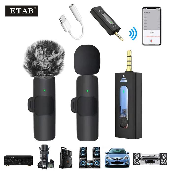 Wireless 3.5mm Lavalier Lapel Microphone Omnidirectional Condenser Mic for Camera Speaker Smartphone