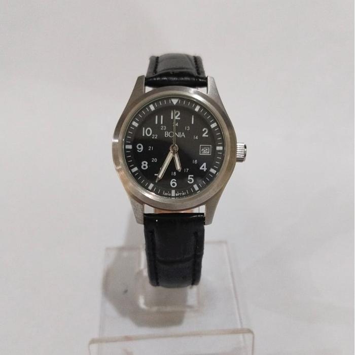 JAM TANGAN WANITA BONIA BPT 181 / BPT181 SILVER BLACK TALI ORIGINAL