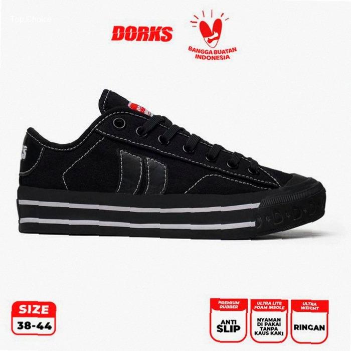 Sepatu Dorks - Metro Low Full Black Sneakers Casual Premium Shoes Pria Wanita Original | Kekinian